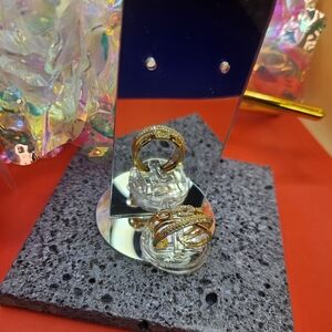 Infinity Ring - Open - Gold Rhinestone